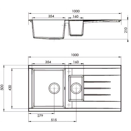 Rocklite Bredon1.5WH Kitchen Sink White - DImensions